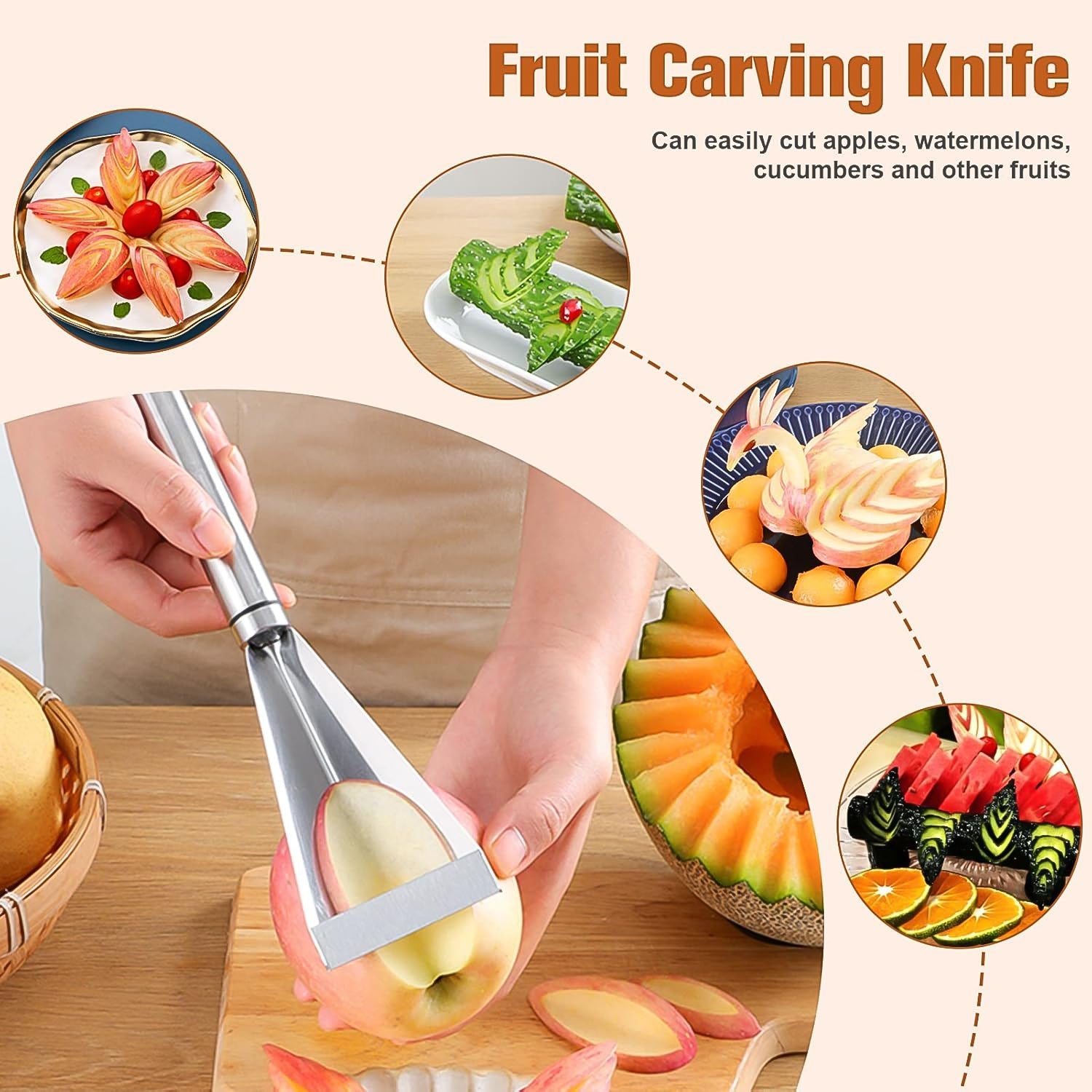 Stainless Steel Fruit Carving Knife - V Shape Channel Knife Tool (1 Pc) Stainless Steel Fruit Carving Knife - V Shape Channel Knife Tool (1 Pc)
